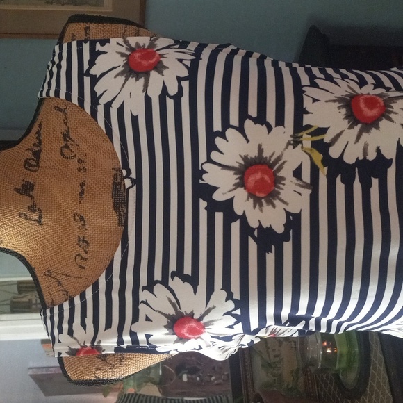 RN Studio By Ronni Nicole Navy and White Floral Striped Sleeveless Midi Dress - Picture 3 of 13